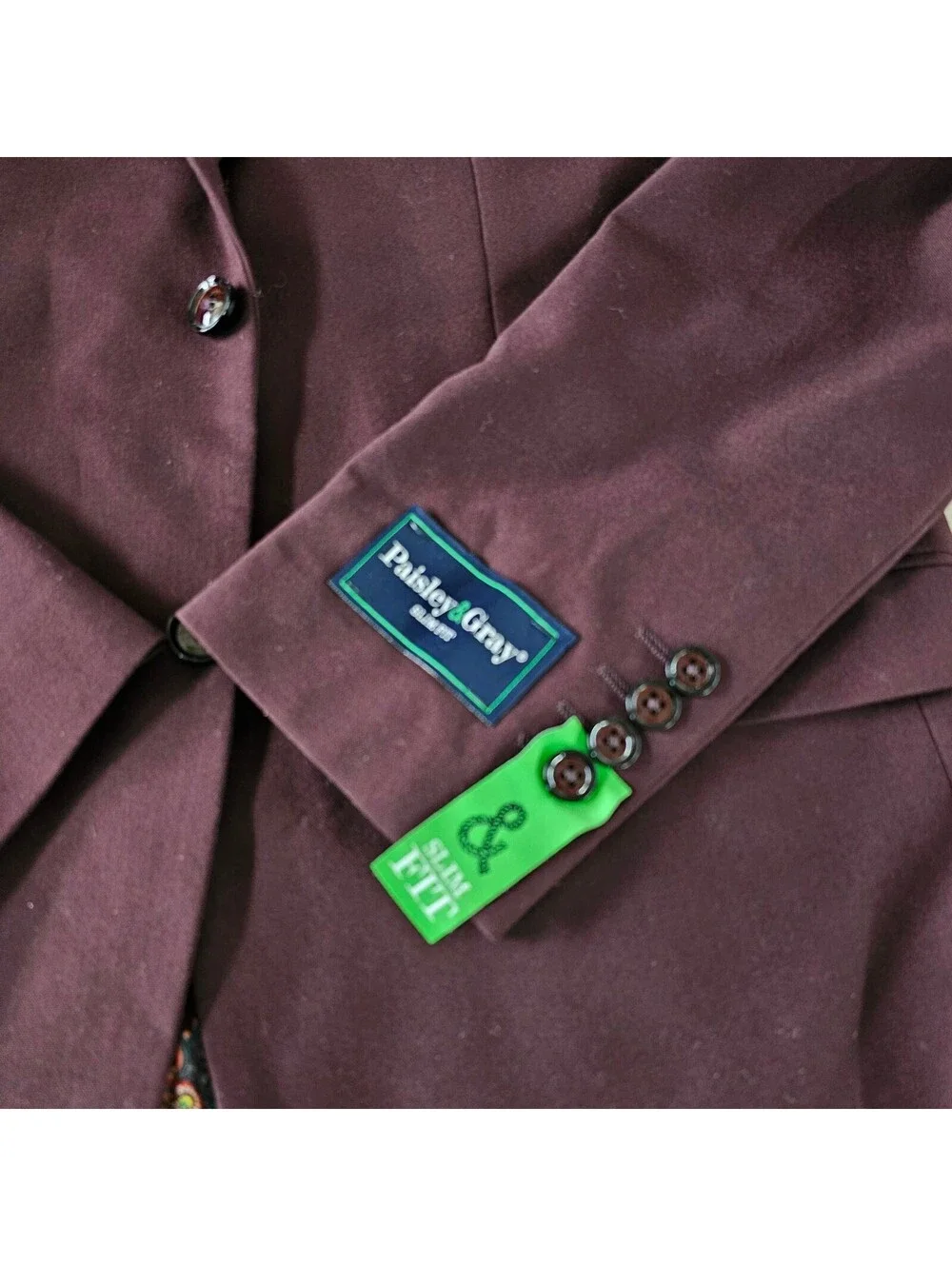 Paisley & Gray Slim Fit Burgundy Blazer Size 40R NEW